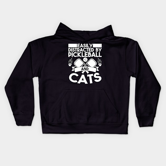 Easily by Pickleball and Cats Pickleball Player Kids Hoodie by Dr_Squirrel